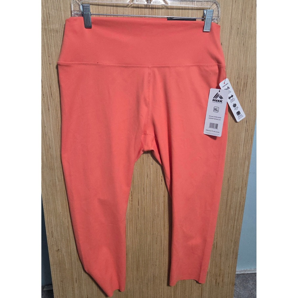 RBX Active Womens High Waisted Capri Leggings Coral Orange XL CR60125 NWT